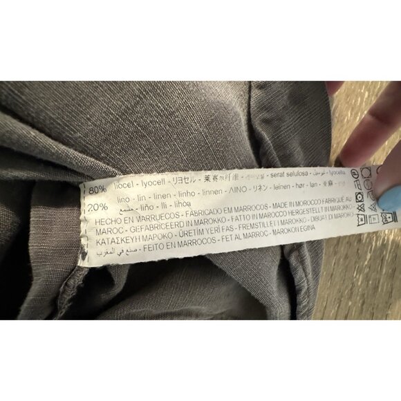 Zara Women Gray Oversized Small Lyocell Linen Button Down Lagenlook Layer Shirt - Picture 14 of 14